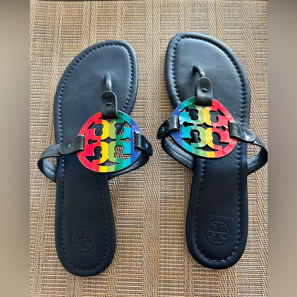 Tory Burch Patent Leather Rainbow Miller Sandal - Size 7.5